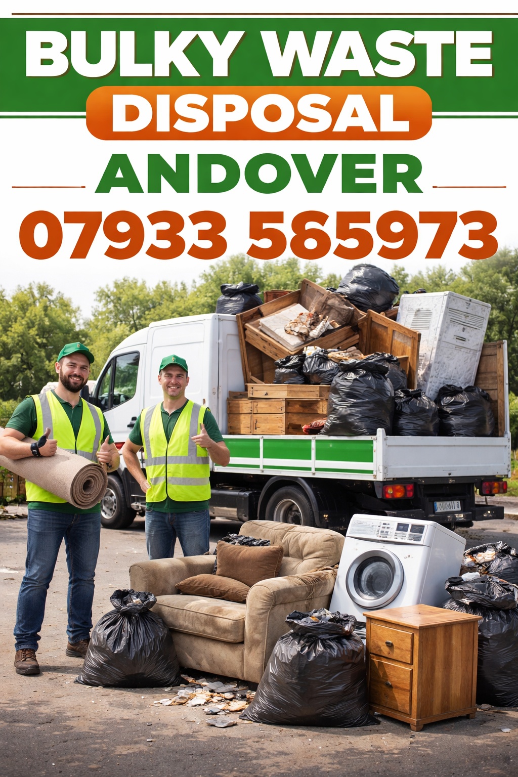 Bulky waste disposal in Andover with same-day collection of furniture and white goods